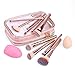 DAJIABUY Makeup Brushes Premium Makeup Brush Set Synthetic Kabuki Foundation Face Powder Blush Eyeshadow Brushes Makeup Brush Kit with Blender Sponge and Brush Cleaner (10+2pcs,Rose Golden)