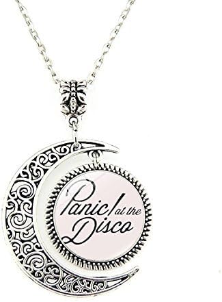 Panic! At the Disco Band Logo Charm Crescent Moon Pendant Necklace