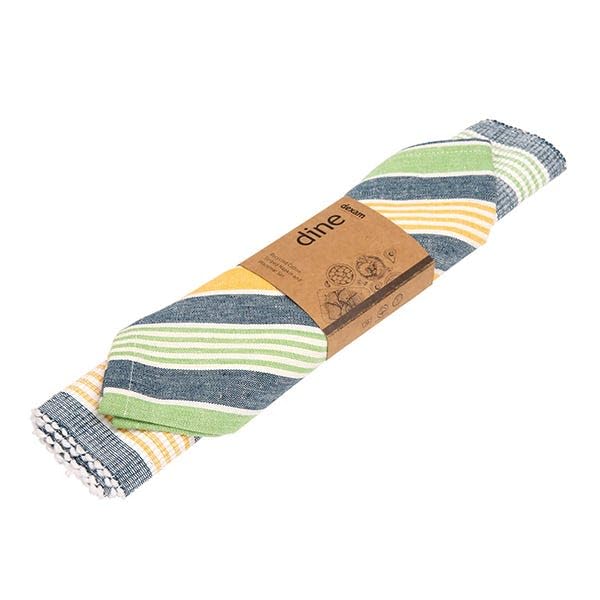 Sintra Recycled Cotton Striped Napkin and Placemat Set - Blue