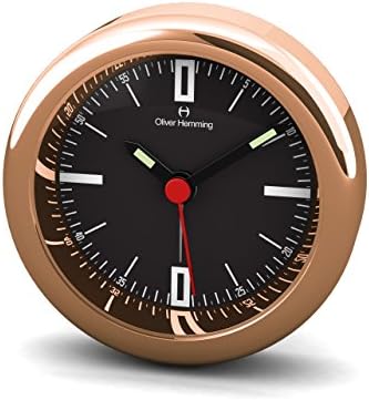 Desire Mini Collection Rose Gold Alarm Clock on Black with Minute Line Dial