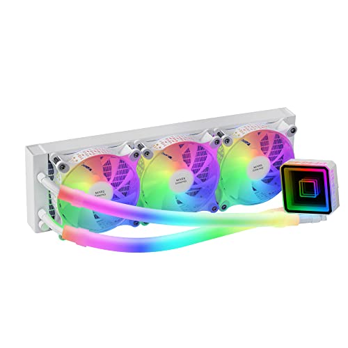 Mars Gaming ML-ULTRA360 Weiss, Fluessigkeitskuehlung CPU, TDP 650W, Infinite Spiegel, 3 Silent FDB ARGB Luefter, ARGB Roehren, Universal Multisocket