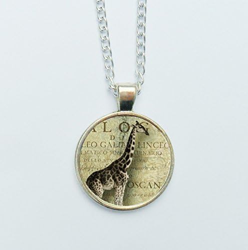 Zoological Giraffe Pendant Necklace Vintage Illustration Earings Jewelry Jewellery Wild Animals