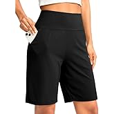G Gradual Women's Bermuda Long Shorts with Pockets 9" High Waisted Knee Length Shorts for Women Walking Athletic Workout