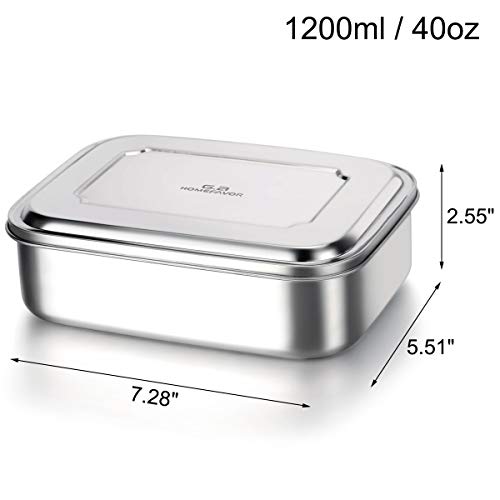 Bento Box, G.a HOMEFAVOR Stainless Steel Bento Lunch Box 40 Ozs, 3
