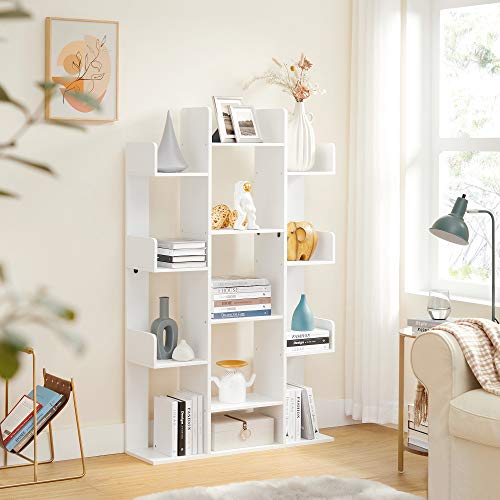 VASAGLE Bookshelf, TreeShaped Bookcase with 13 Storage Shelves
