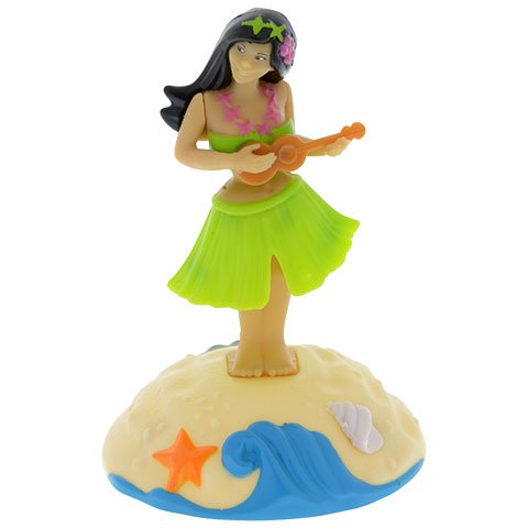 Solar Powered Dancing Hula Girl - Green Skirt, Pink Top by Greenbrier