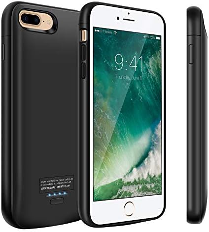 Modernway Battery Case for iPhone 8 Plus/7 Plus, 5500mAh Portable Charger Case, Rechargeable Extended Battery Charging Case for iPhone 8 Plus/7 Plus(5.5 inch), Compatible with Wire Headphones-Black