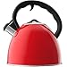 Vremi 2 quart Whistling Tea Kettle for Stovetop - Stainless Steel Hot Water Kettles and Tea Pots - 8 cup Small Petite Cute Cool Modern Fast Boil Loud Whistle Gas or Electric Stove Top Teapot - Red