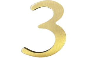 BWRMHME 1.77 Inch Height Self Adhesive Solid Brass English Letters 4.5CM Wall sticker Gold Mail Box Numbers House Address Numbers Shop Studio Name DIY Combination For Wall Home Decor Hardware (Number 3)