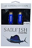 Sailfish HDMI Cable 2.0-4K Gaming Edition Designed for Xbox One X, Xbox One & PS4 Pro (6 Feet, Blue)