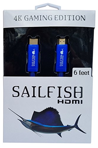 Sailfish HDMI Cable 2.0-4K Gaming Edition Designed for Xbox One X, Xbox One & PS4 Pro (6 Feet, Blue)