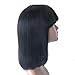 Enoya Human Hair Bob Wigs with Bangs Brazilian Yaki Machine Made Glueless Short Wigs (12