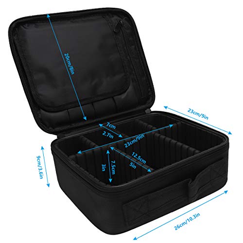 Makeup Bag Travel Cosmetic Bag, Joyphy Cosmetic Case Organizer Portable with Adjustable Dividers for Cosmetics Make Up Tools Toiletry Jewelry (Black)
