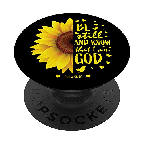 Psalm 46:10 Be Still Bible Verse Gifts Women Cute Sunflower PopSockets Adhesive…