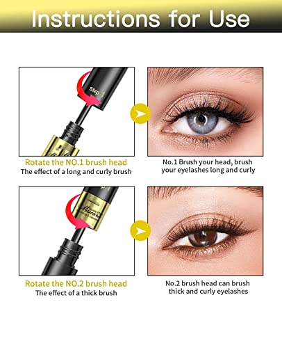 4D Silk Fiber Lash Mascara, 2 in 1 Thrive Mascara For Natural Lengthening And Thickening Effect(Pack of Black)