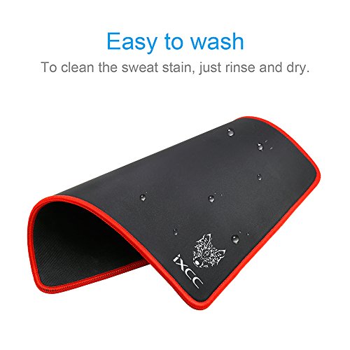 [Limited Edition! Final Season!] iXCC Gaming Mouse Pad / Mat with Smooth Silk Surface Stitched Edges, 13 × 10.2 × 0.2 Inches - Black with Red Edges - Thumbnail 3