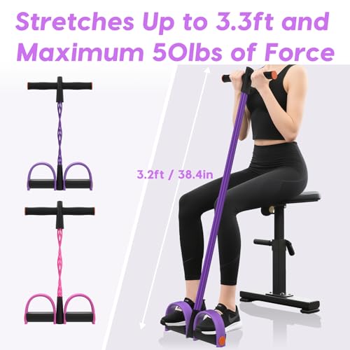 Resistance Bands with Handles, 6-Tube Elastic Pedal Resistance Bands for Working Out, Durable Natural Rubber Exercise Bands, Multifunction Exercise Equipment for Abdomen, Waist, Arm, Leg Stretching