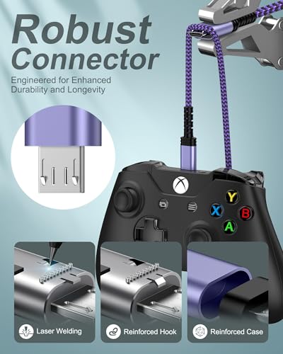 Micro USB Charging Cable, 1 Pack 6FT Android Charger Cord Nylon Braided Fast Charging Cable Compatible Galaxy S6 S7 Edge,Kindle,Android & Windows Smartphones, PS4 and More-Purple