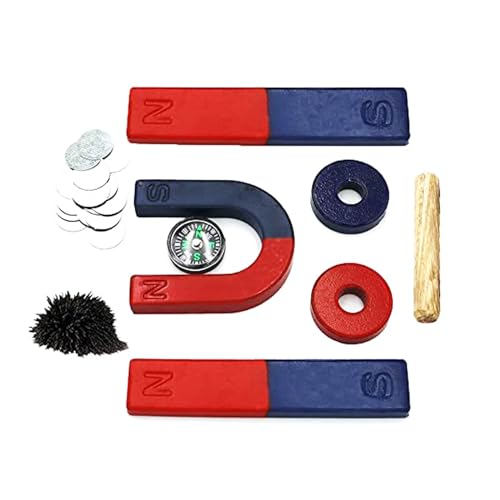 Magnets for Kids Classroom Students Education Science Experiment Kid Magnets Kit Set Including Bar/Ring/Horseshoe Magnets/Compass/Iron Filings