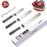 Icing Spatula Angled, Offset Cake Spatula Set With Wooden Handle, 6-Inch, 8-Inch, 10-Inch, Professional Stainless Steel Cake Decorating Tools By TAOQI Cake Stripping Tool