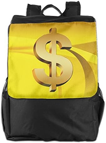 Gold Dollar Sign Convenient Lightweight Travel Hiking Backpack Daypack