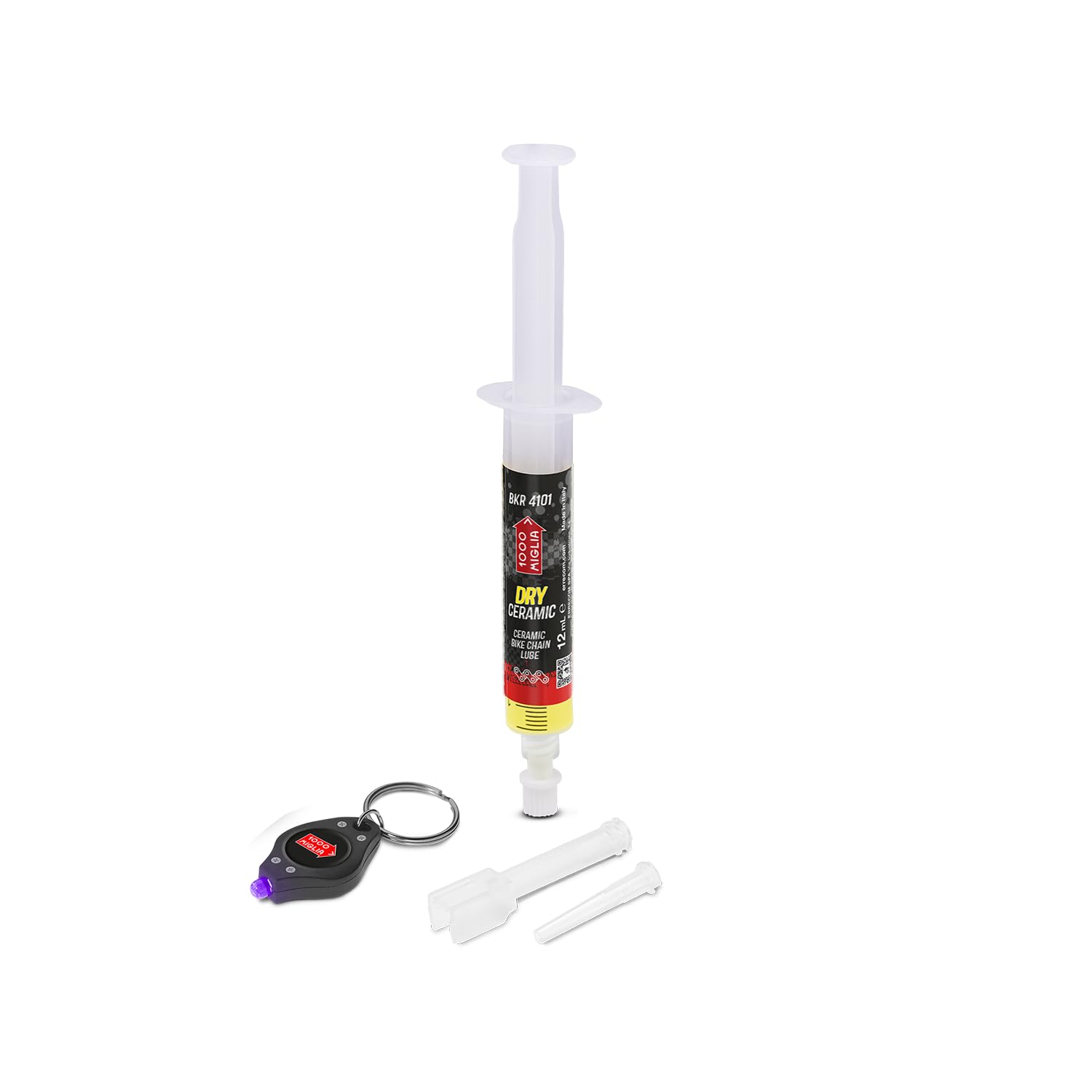 1000 Miglia BKR 4101 CERAMIC DRY Lube Bike Chain for Dry and Dusty Weather Conditions - 12 ml, Cartridge with Drop and Huggie Application Systems, fluorescent and scented formula