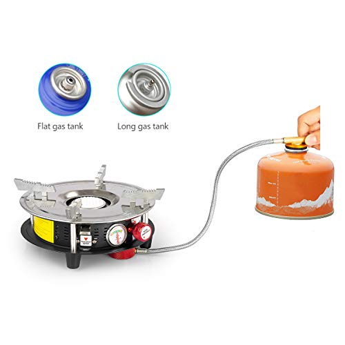 Portable Cooking Gas Stove Burner 10,000 BTU Dual Fuel Propane or Butane Patio Stove Outdoor Indoor Gas Cooker for Hiking, Camping, Backpacking and Emergency Preparedness