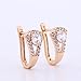 GULICX Cubic Zirconia Art Deco Round Pierced Huggie Earrings Hoop Clear Gold Plated Brass
