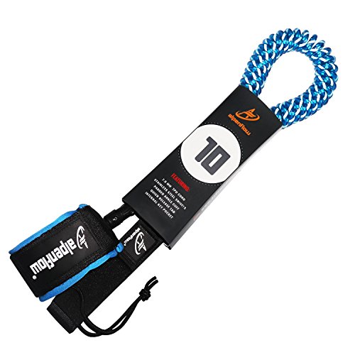 A ALPENFLOW 10' Coiled SUP Leash Stand up Paddle Board Leg Rope 10ft Paddleboard Legrope Board