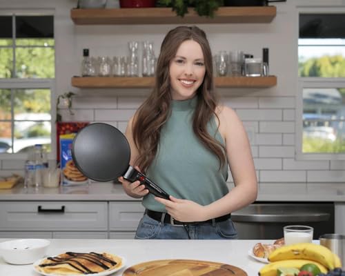 Electric Crepe Maker, 8" Crepe Pan Nonstick with Batter Spreader & Dipping Tray, 800W Quick Heat-Up & Auto Temperature Control for Perfect Pancakes, PFOA & BPA Free, Easy Clean Portable Griddle
