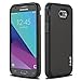 J&D Case Compatible for Samsung Galaxy J3 Emerge, 2017, Prime, Heavy Duty Dual Layer Hybrid Shock Proof Protective Rugged Bumper, Black