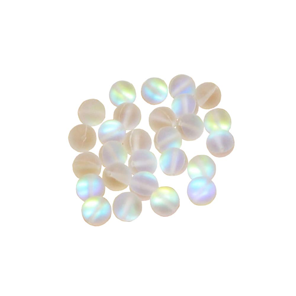 JIHUOO Matte Crystal Glass Beads - Mermaid Aurora & Moonstone Beads for Jewelry Making - 6 mm, 100 pcs