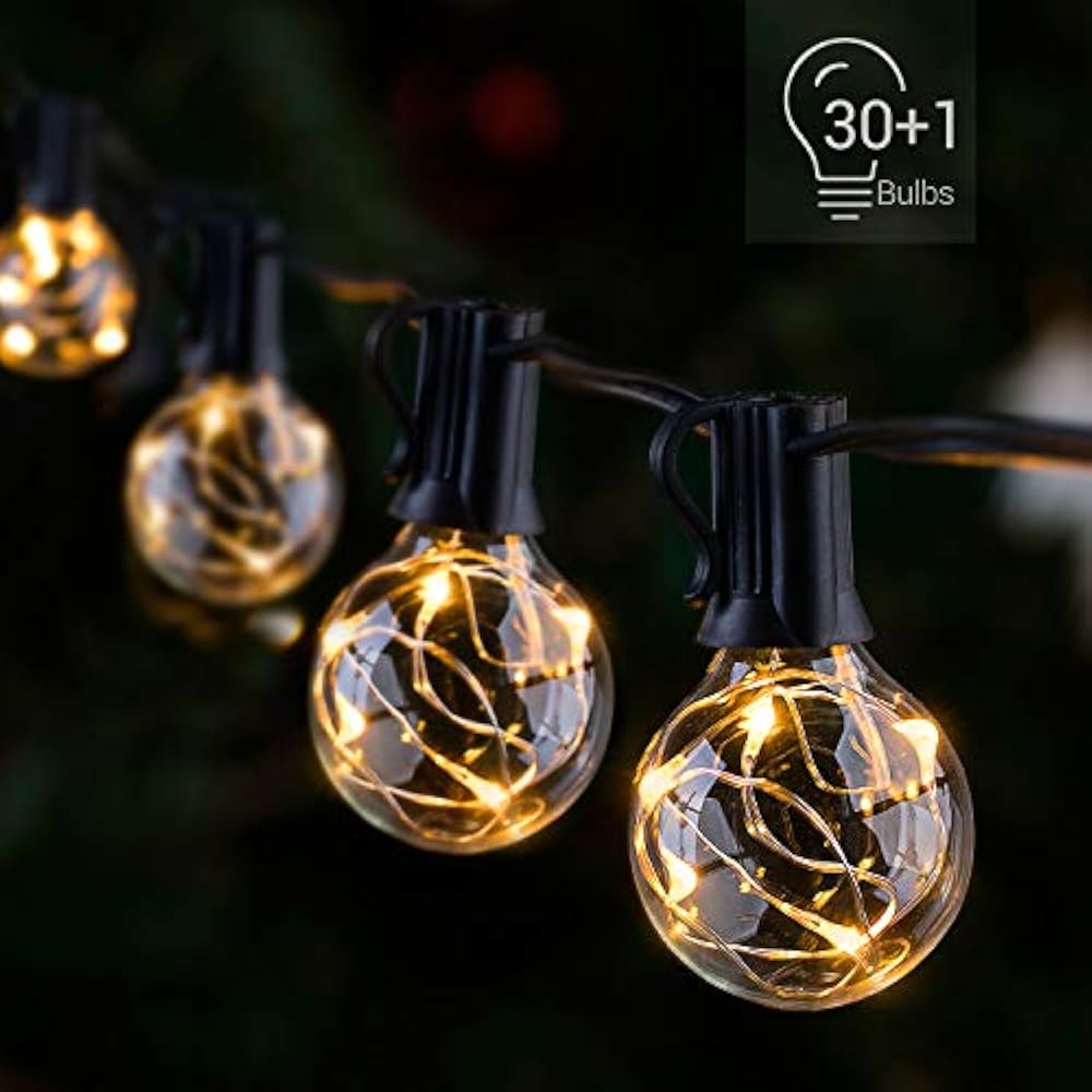 LED Outdoor String Lights 38.5FT 30Bulbs G40 Globe Waterproof Patio