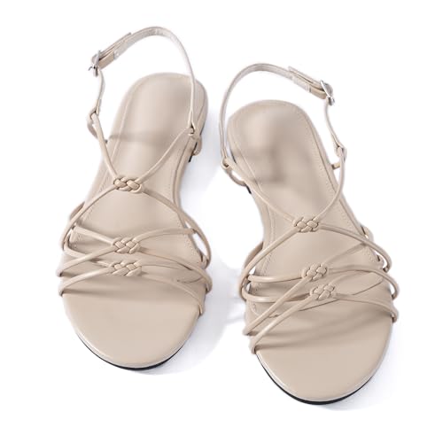 Mtzyoa Women's Strappy Flat Sandals, Knotted Design Braided… at Amazon