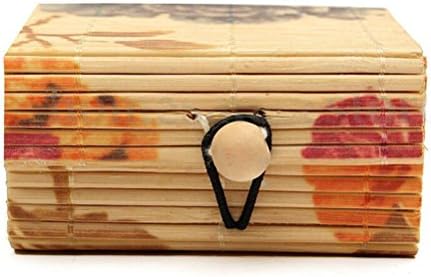CHENGLAN Small Wooden Storage Organizer Boxes Jewelry Chocolate Gift Box Bamboo 1 Pack