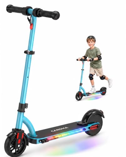 Caroma Kinder E Scooter für 6-12 Jahre, Doppeltes Bremssystem, 150W Motor bis 16 km/h, 12 km Reichweite Elektroroller für Kinder, Einstellbare Geschwi