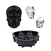 3D Skull Ice Mold Trays, BPA Free Silicone Ice Cube Maker Whisky Party Spooky Tool, 6 Cavity, Black