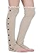 Dimore Plus Size Button Leg Warmers Boot Cuffs for Boots Knit Leg Warmers with Lace Crochet Biege