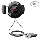 Bluetooth FM Transmitter, Car Bluetooth Kit With [USB Fast Car Charger][Microphone Hands Free Calling][Car Phone Mount][AUX Audio Receiver ] HIFI Bluetooth Radio Transmitter