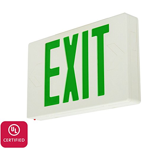 LFI Lights – UL Certified – Hardwired Green LED Standard Exit Sign – Battery Backup Emergency Lighting – LEDGBB