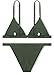 Jaci.Vela Women's Fashion Bikini Set Solid Color Two Piece Swimsuit,US6-8=Tag Size L,Olive Green