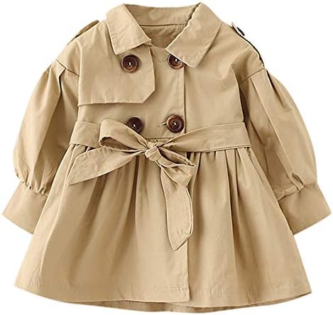 1-5T Toddler Infant Baby Boys Girls Double Breasted Trench Coat,Casual Button-up Jacket Outerwear Dress Belt Outfits