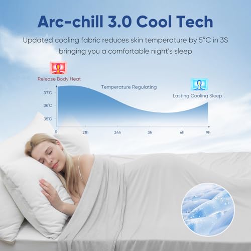 Elegear 200x220cm Bamboo Cooling Blanket for Night Sweats, Q-Max 0.4 Summer Cool Fiber Throw for Bed Sofa Chair Travel Adult Kid Hot Sleeper, Breathable, Comfort, Lightweight, Double/King Size, Gray