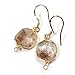 Genuine Natural Gemstone Wire Wrap Dangle Drop Earrings Gold Plated 925 Sterling Silver Hook/Brown Rutile Quartz Square