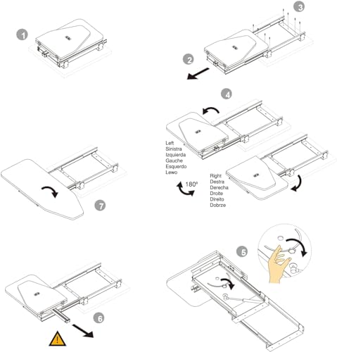 Hcosmy Pull Out Ironing Board - 180° Rotatable, 14" L x 32" W, Retractable Hidden, Closet Foldable With Heat-Resistant (White)