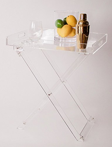 Acrylic Folding Tray Table - Modern Chic Accent Desk - Kitchen and Bar Serving Table - Elegant Clear Design With Silver Rim - by Designstyles - Thumbnail 3
