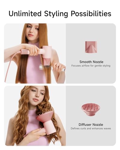 Laifen Hair Dryer SE 2, 200 Million Negative Ionic Blow Dryer with Child Mode and 108,000 RPM Brushless Motor, 1400W Powerful Fast Drying High-Speed Low Noise Hairdryer with Magnetic Attachments, HD130