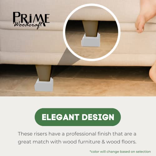 Prime Woodcraft Walnut Wood Risers Square Bed Risers with 2 Inch