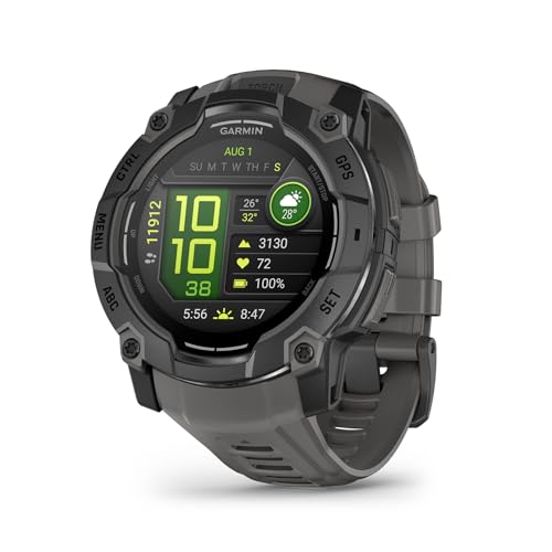 Garmin Instinct 3 50mm AMOLED – GPS-Multisport-Smartwatch, 1,3" AMOLED-Display, bis zu 24 Tage Akkulaufzeit, 80+Sport-Apps, Health Coach, Multi-Satellitenempfang, LED-Taschenlampe, Notifications