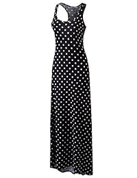 CLOVERY Maxi vestido sin mangas con cuello redondo y espalda cruzada para mujer